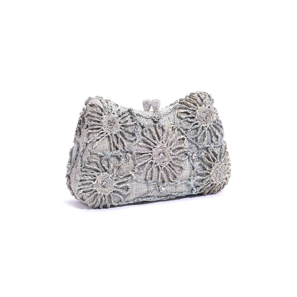 NEW EMM KUO women's gustavia clutch crossbody bag in denim blue
